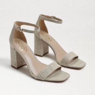 Sam Edelman | Men's Daniella Block Heel Sandal-Natural Glitter Linen