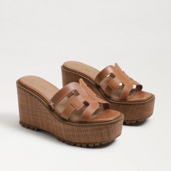 Sam Edelman | Men's Laine Espadrille Wedge Sandal-Lt Cuoio Brown Leather