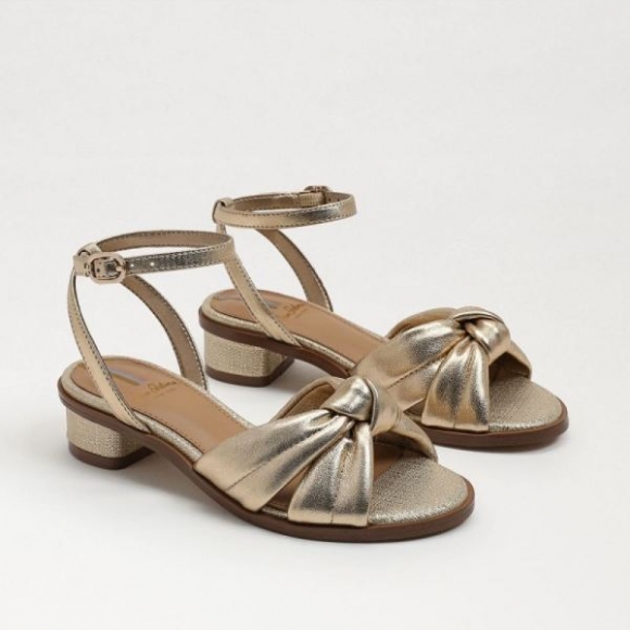 Sam Edelman | Kids Ingrid Kids Block Heel Sandal-Gold Leaf Leather