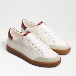 Sam Edelman | Men's Josi Sneaker-White/Dark Cherry Leather