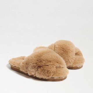 Sam Edelman | Men's Jeane Criss Cross Slipper-Camel Plush Fur