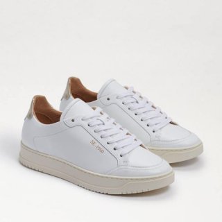 Sam Edelman | Men's Ellis Lace Up Sneaker-White/Gold Leather