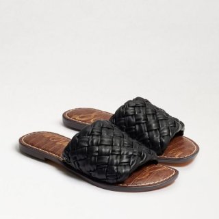 Sam Edelman | Men's Griffin Woven Slide Sandal-Black Leather