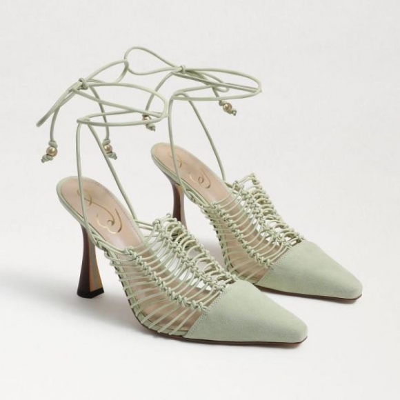 Sam Edelman | Men's Trinity Ankle Strap Pointed Toe Pump-Pistachio Suede