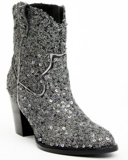 Quick Ship Shyanne Latest Women's Dolly Western Booties - Round Toe | Silver