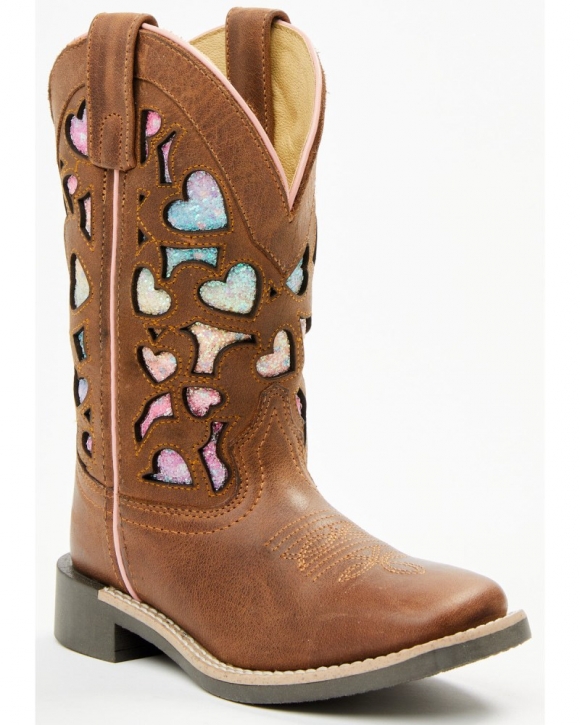 Quick Ship Shyanne Latest Girls' Mi Amor Glitter Inlay Western Boots - Broad Square Toe | Rainbow Quick Ship Shyanne Latest Girls' Mi Amor Glitter Inlay Western Boots - Broad Square Toe | Rainbow