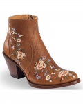 Quick Ship Shyanne Latest Women's Millie Floral Embroidered Booties - Round Toe | Brown