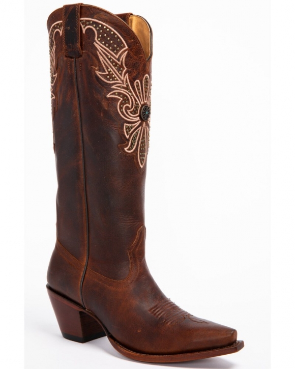 Quick Ship Shyanne Latest Women's Mariel Floral Embroidered Studded Concho Western Boots - Snip Toe | Brown Quick Ship Shyanne Latest Women's Mariel Floral Embroidered Studded Concho Western Boots - Snip Toe | Brown