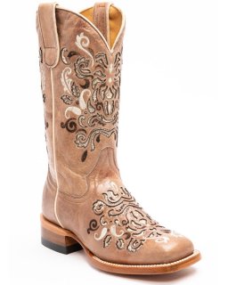 Quick Ship Shyanne Latest Women's Hybrid Leather TPU Verbena Western Performance Boots - Broad Square Toe | Tan