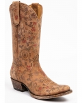 Quick Ship Shyanne Latest Women's Estampada Ochre Kimono Western Boots - Round Toe | Brown