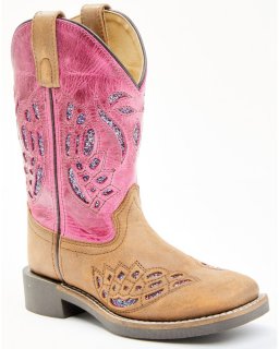 Quick Ship Shyanne Latest Girls' Chloe Glitter Western Boots - Square Toe | Pink Quick Ship Shyanne Latest Girls' Chloe Glitter Western Boots - Square Toe | Pink