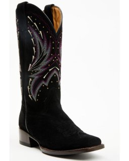 Quick Ship Shyanne Latest Women's Raylene Suede Western Boots - Square Toe | Black