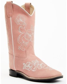 Quick Ship Shyanne Latest Girls' Little Lasy Floral Embroidered Leather Western Boots - Broad Square Toe | Pink Quick Ship Shyanne Latest Girls' Little Lasy Floral Embroidered Leather Western Boots - Broad Square Toe | Pink