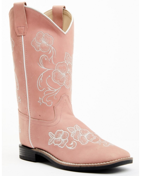 Quick Ship Shyanne Latest Girls' Little Lasy Floral Embroidered Leather Western Boots - Broad Square Toe | Pink Quick Ship Shyanne Latest Girls' Little Lasy Floral Embroidered Leather Western Boots - Broad Square Toe | Pink
