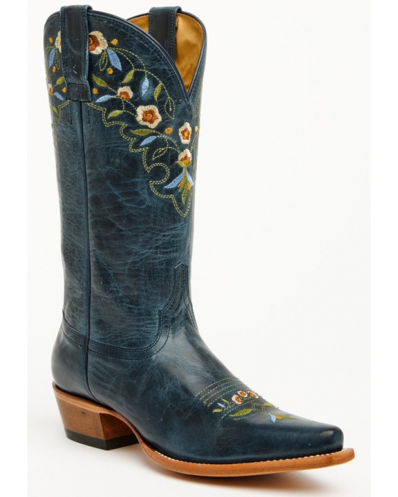 Quick Ship Shyanne Latest Women's Stephanie Floral Western Boots - Snip Toe | Navy