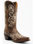 Quick Ship Shyanne Latest Women's Lasy Floral Embroidered Western Boots - Snip Toe | Brown
