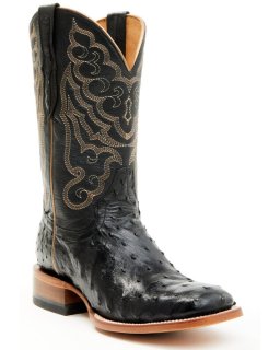Quick Ship Shyanne Latest Women's Kacie Exotic Ostrich Western Boots - Broad Square Toe | Black