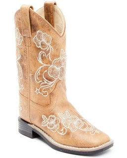 Quick Ship Shyanne Latest Girls' Little Lasy Floral Embroidered Western Boots - Broad Square Toe | Tan Quick Ship Shyanne Latest Girls' Little Lasy Floral Embroidered Western Boots - Broad Square Toe | Tan