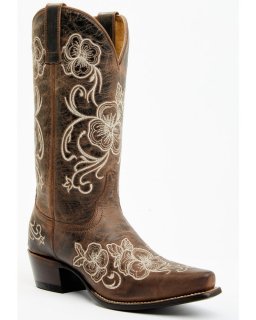 Quick Ship Shyanne Latest Women's Lasy Floral Embroidered Western Boots - Snip Toe | Brown