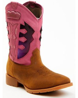 Quick Ship Shyanne Latest Girls' Light-Up Western Boots - Round Toe | Pink Quick Ship Shyanne Latest Girls' Light-Up Western Boots - Round Toe | Pink