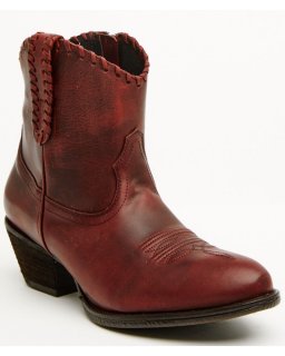 Quick Ship Shyanne Latest Women's Sawyer Omaha Goat Western Fashion Booties - Round Toe | Red