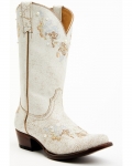 Quick Ship Shyanne Latest Women's Byrdie Crack Embroidered Western Boots - Round Toe | Ivory