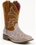 Quick Ship Shyanne Latest Girls' Avery Glitter Western Boots - Broad Square Toe | Purple