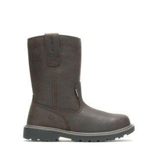 WOLVERINE | MEN'S FLOORHAND WATERPROOF STEEL-TOE 10" WELLINGTON-Dark Brown