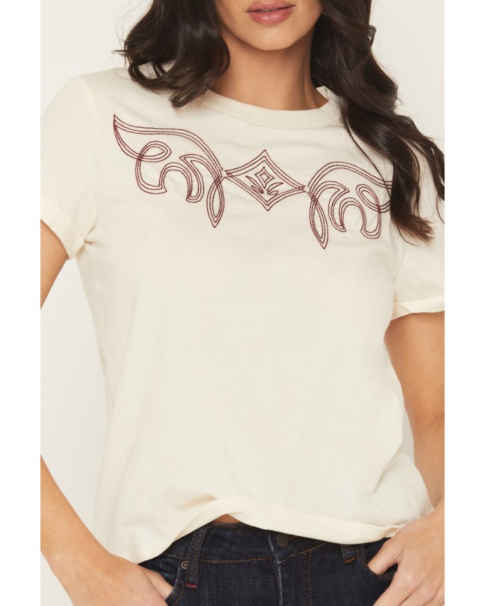 Special Offer Idyllwind Women's Warren Boot Stitch Short Sleeve Tee | Cream