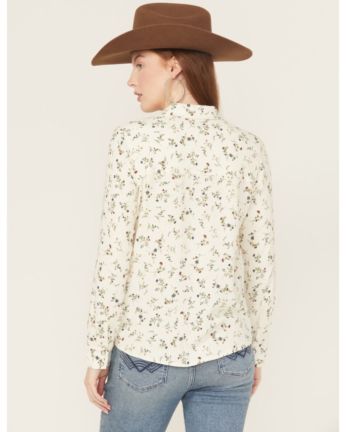 Special Offer Idyllwind Women's Snowden Floral Print Long Sleeve Featherlight Western Shirt | Cream