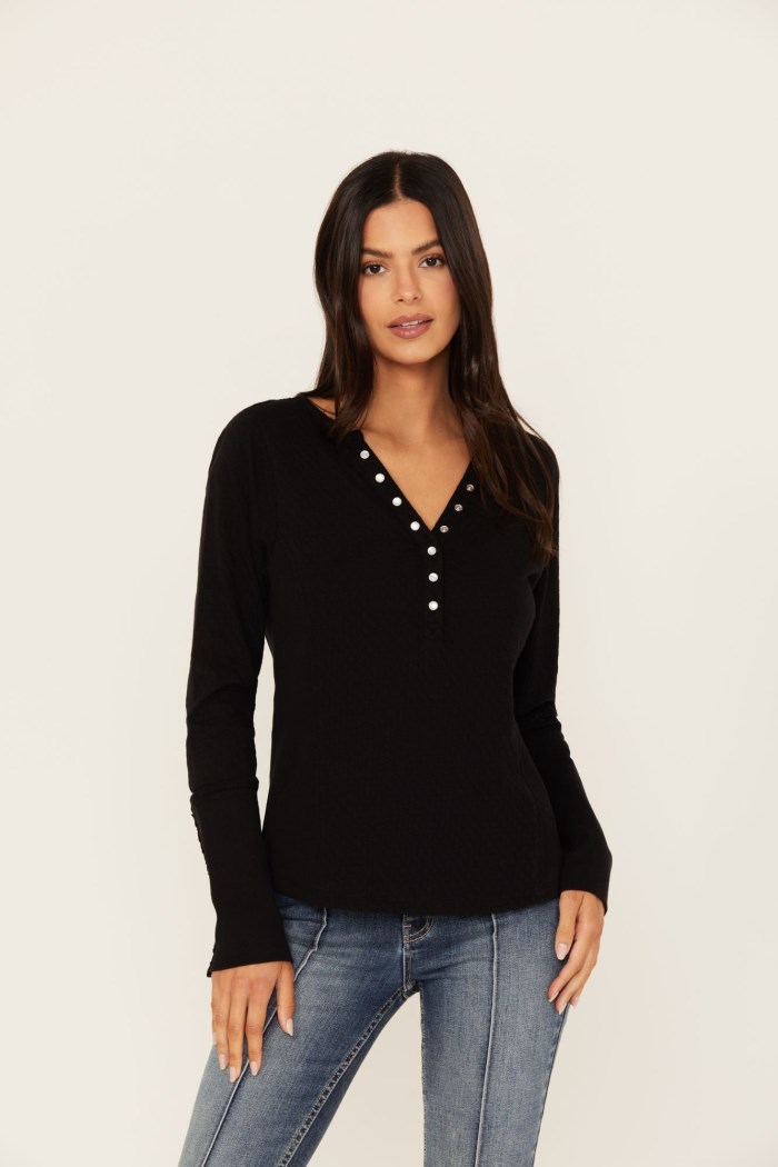 Special Offer Idyllwind Women's Pearl Knit Henley Shirt | Black