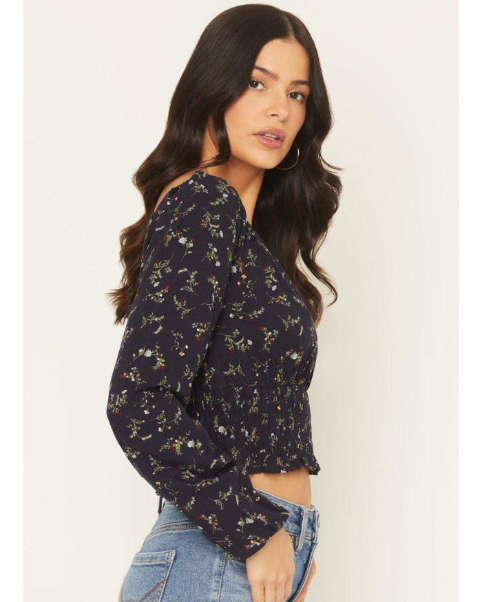 Special Offer Idyllwind Women's Turner Ditsy Floral Print Long Sleeve Top | Indigo