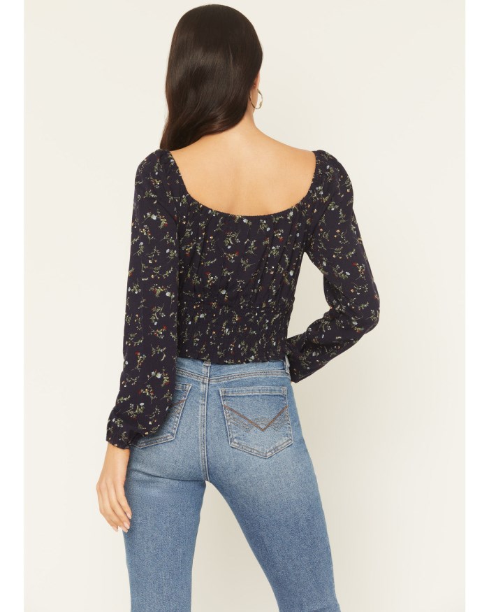 Special Offer Idyllwind Women's Turner Ditsy Floral Print Long Sleeve Top | Indigo