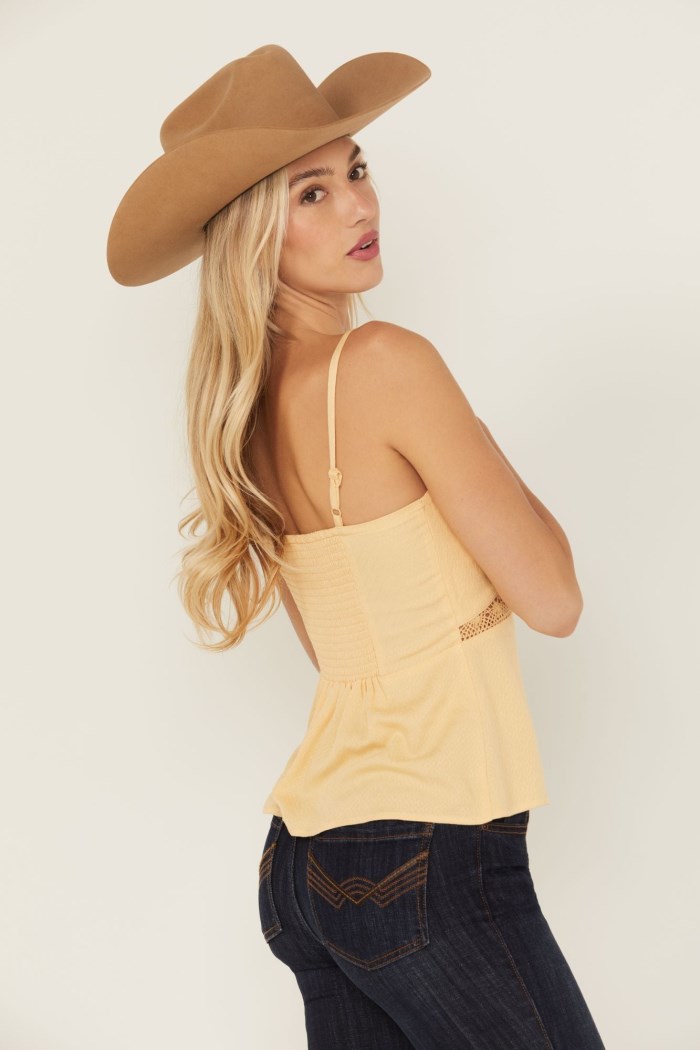 Special Offer Idyllwind Women's Lace Inset Tie-Front Cami | Yellow