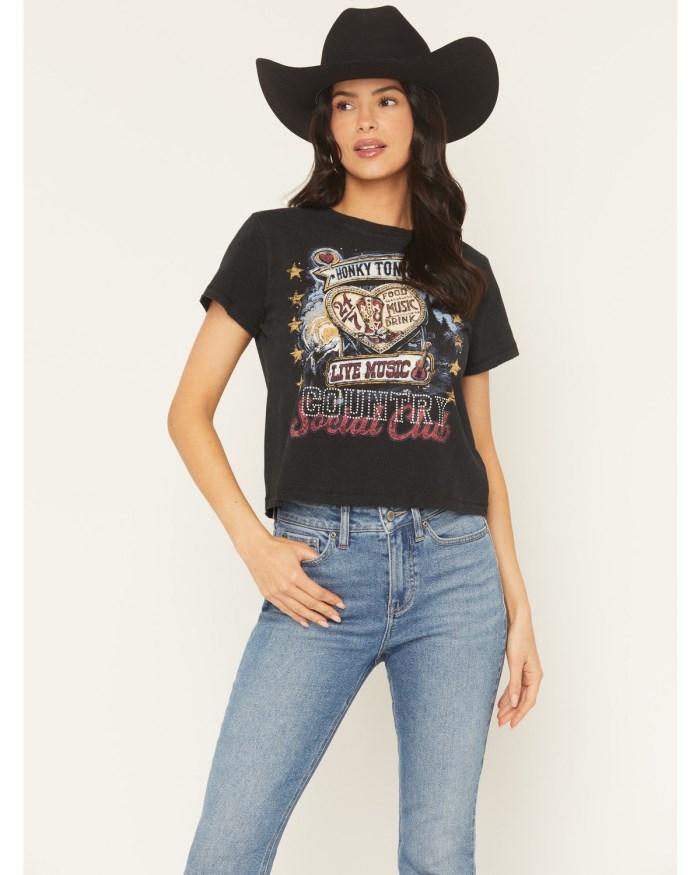 Special Offer Idyllwind Women's Honky Tonk Country Short Sleeve Graphic Tee | Black