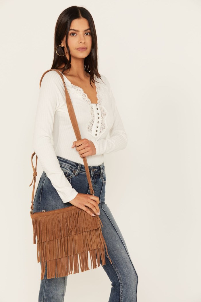 Special Offer Idyllwind Women's Darlington Court Suede Crossbody Handbag | Lt Brown