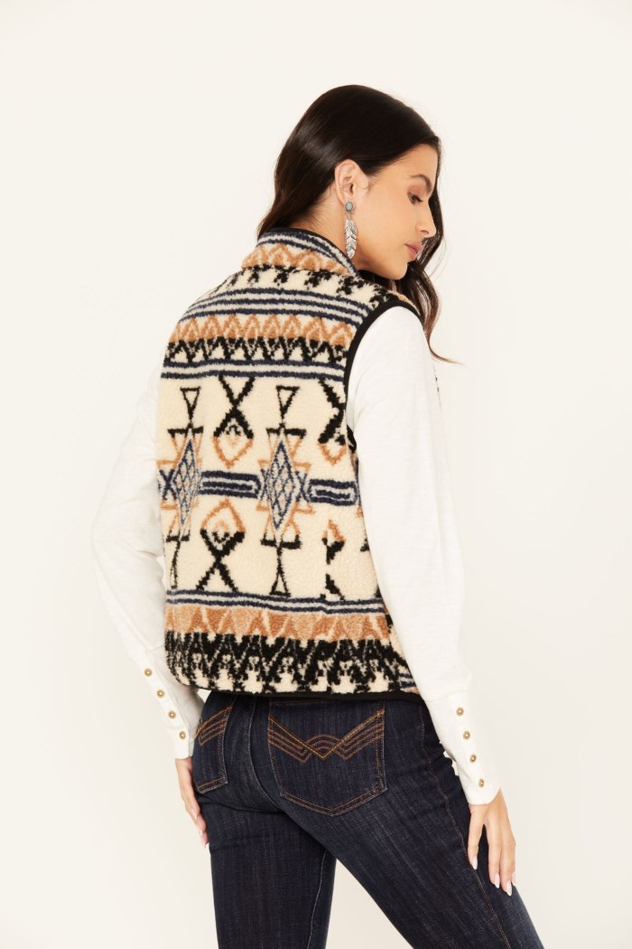 Special Offer Idyllwind Women's Kipling Southwestern Print Sherpa Vest | Sand