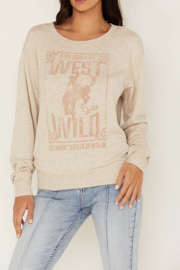 Special Offer Idyllwind Women's Wild West Graphic Sweatshirt | Oatmeal