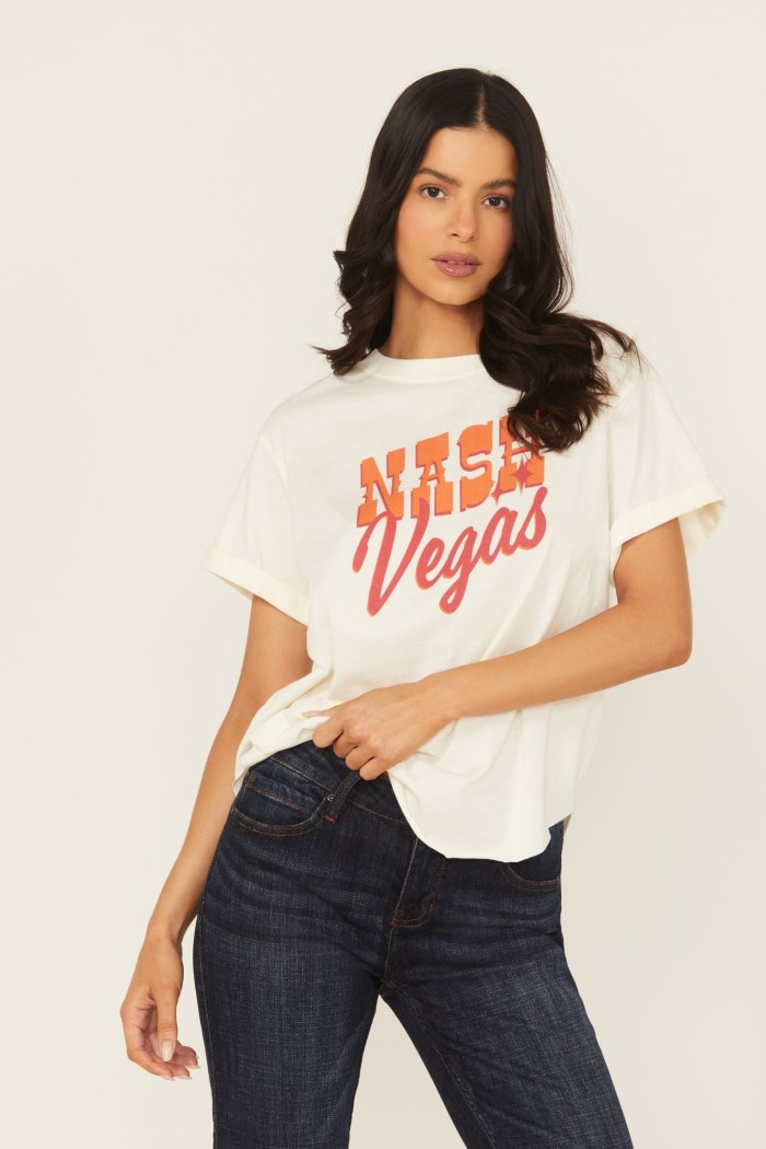 Special Offer Idyllwind Women's Nashvegas Short Sleeve Relaxed Graphic Tee | Ivory