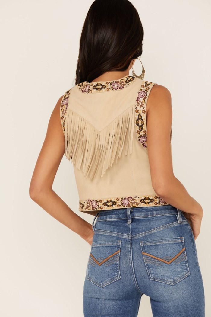 Special Offer Idyllwind Women's Embroidered Floral Suede Vest | Tan