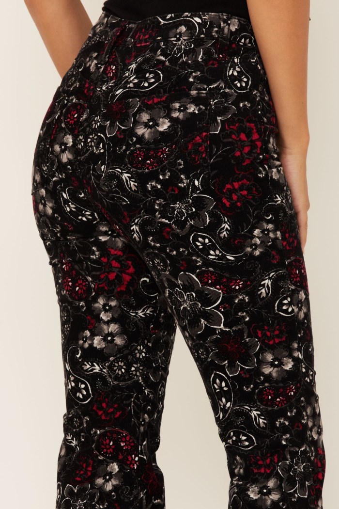 Special Offer Idyllwind Women's Black Floral Print High Rise Flare Cords | Black