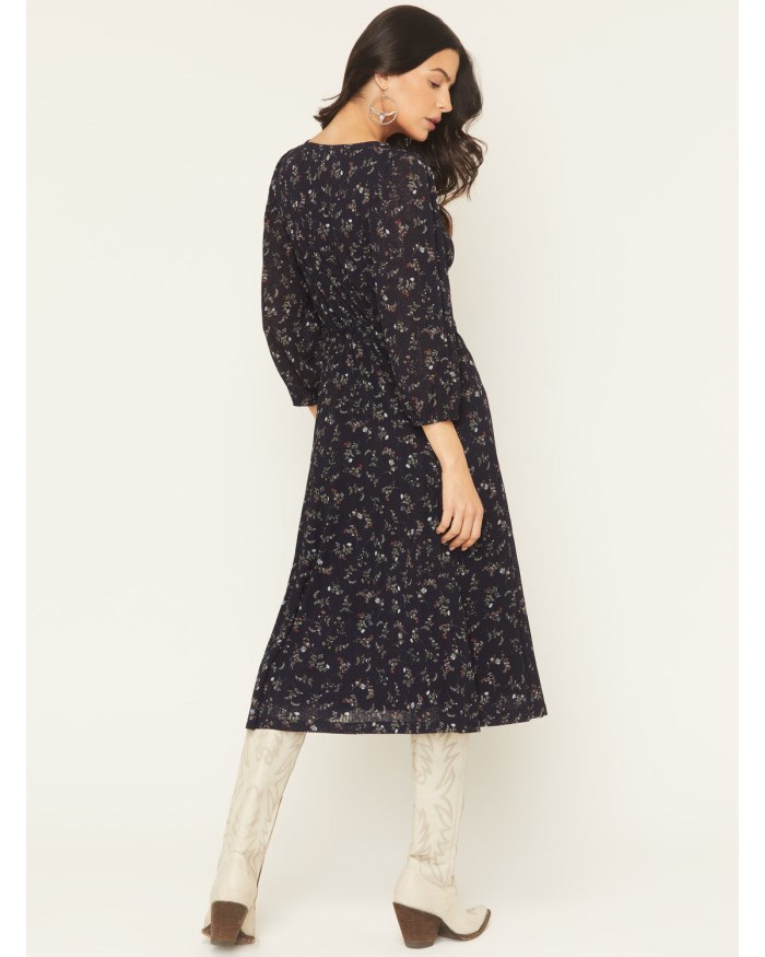 Special Offer Idyllwind Women's Partner DItsy Floral Print Long Sleeve Midi Dress | Indigo