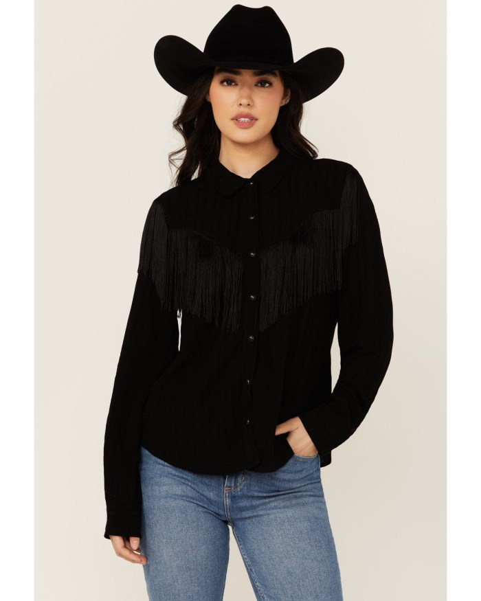 Special Offer Idyllwind Women's Etta Fringe Long Sleeve Snap Western Shirt | Black