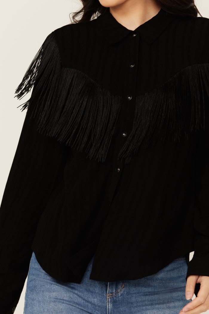 Special Offer Idyllwind Women's Etta Fringe Long Sleeve Snap Western Shirt | Black