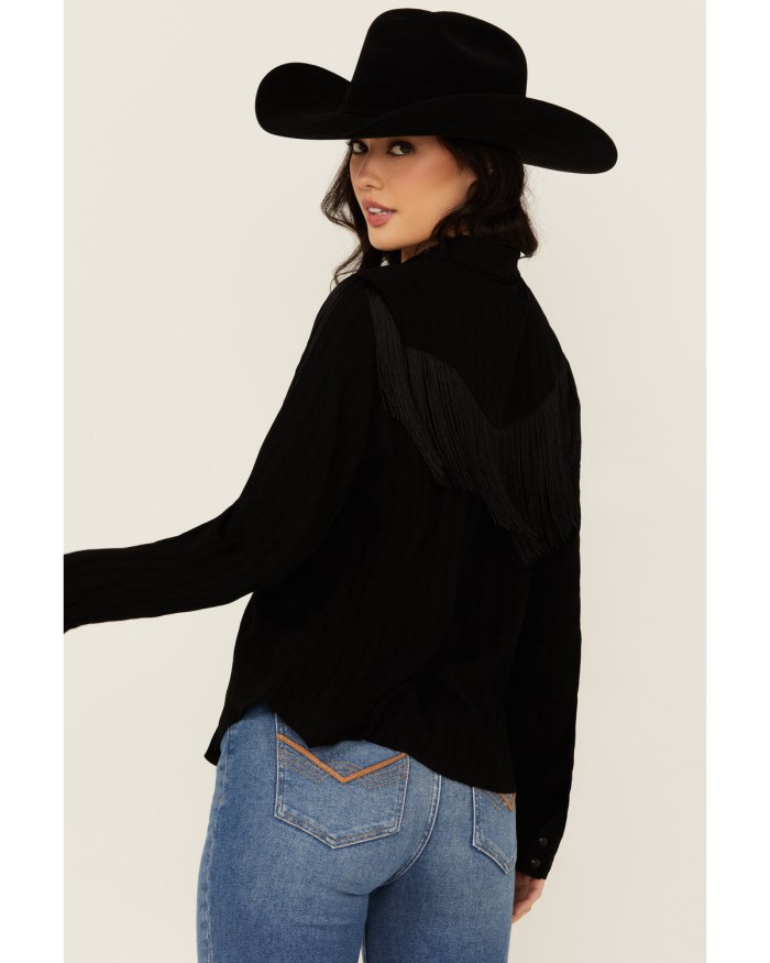 Special Offer Idyllwind Women's Etta Fringe Long Sleeve Snap Western Shirt | Black