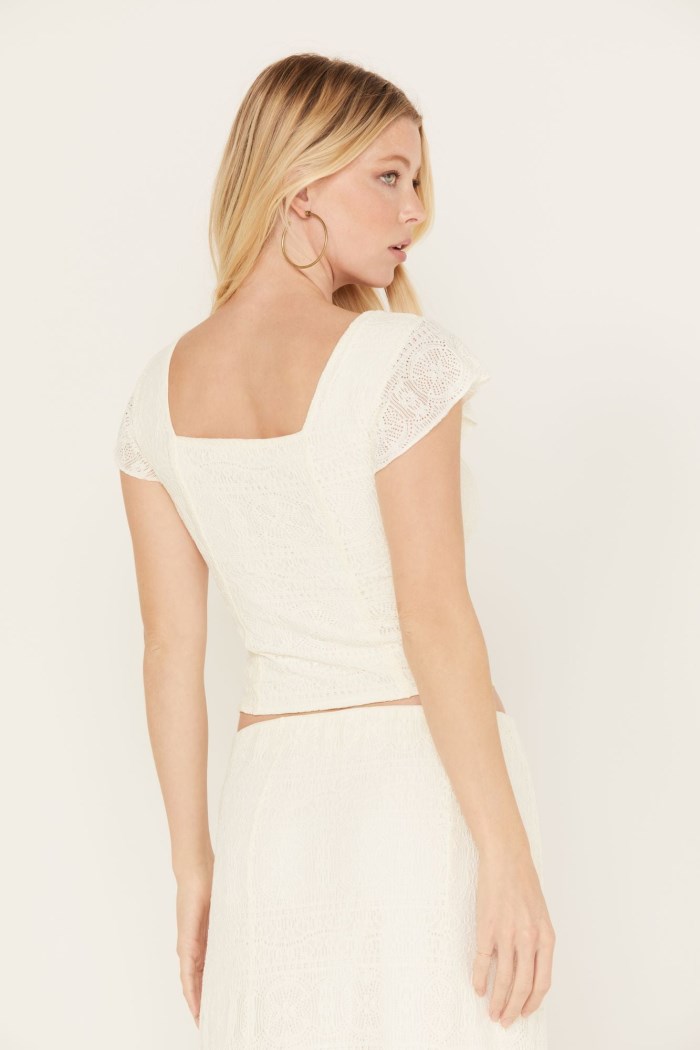 Special Offer Idyllwind Women's Montana Western Lady Lace Cropped Top | Ivory