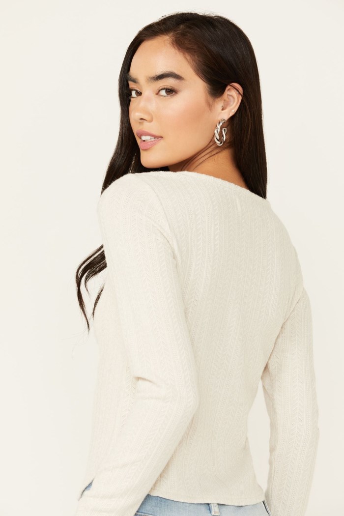 Special Offer Idyllwind Women's Hummingbird Tie Front Long Sleeve Top | Stone