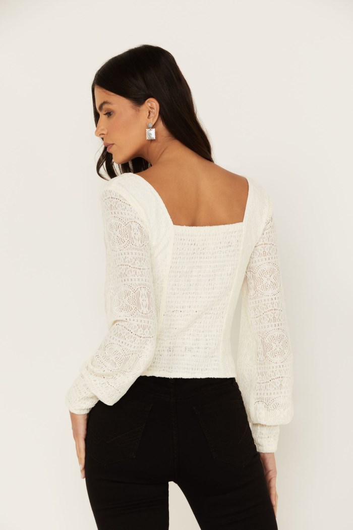 Special Offer Idyllwind Women's Dallas Smocked Lace Puff Sleeve Top | Ivory