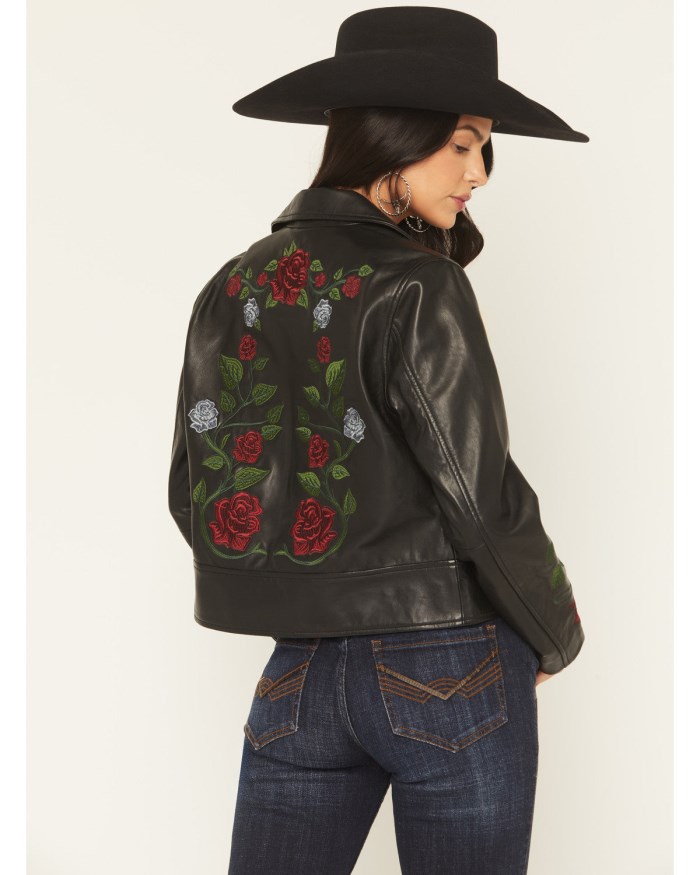 Special Offer Idyllwind Women's Glenrose Floral Leather Jacket | Black