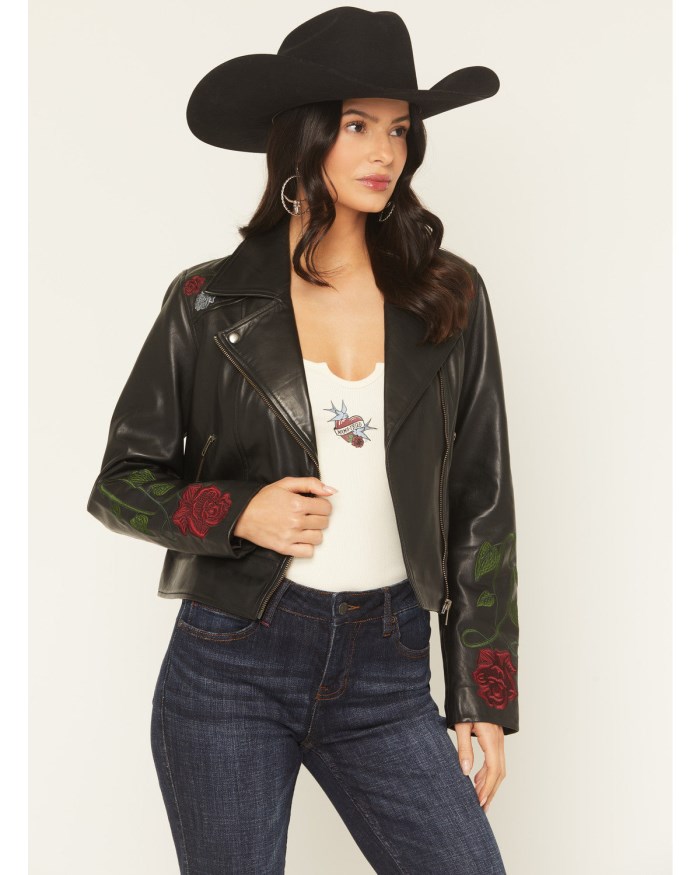 Special Offer Idyllwind Women's Glenrose Floral Leather Jacket | Black